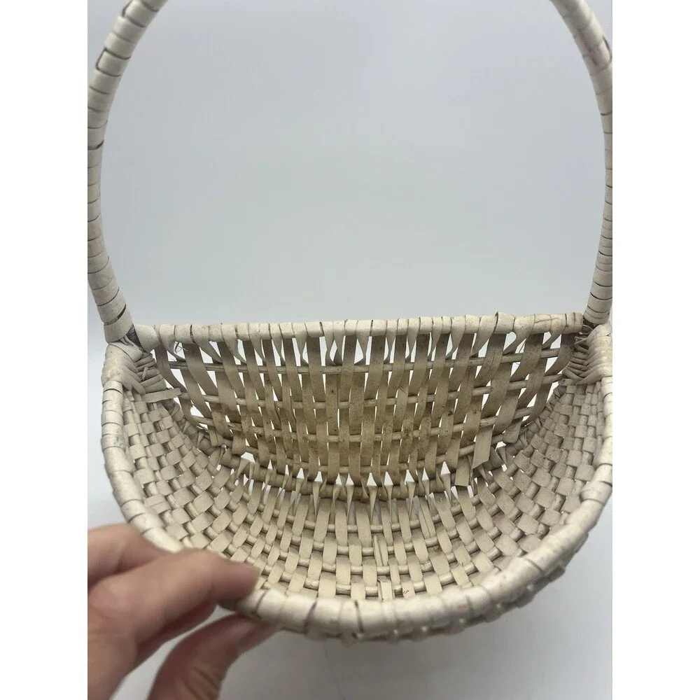 Hanging Woven Storage Wall Wicker Baskets for Small Flower, White